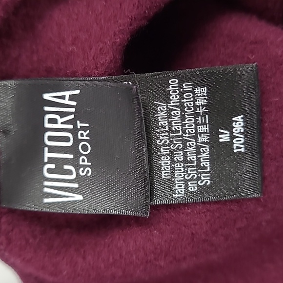 Victoria's Secret Sport SZ M Sweatshirt Plum Spell Out Athleisure Back Cut Out - Picture 9 of 10